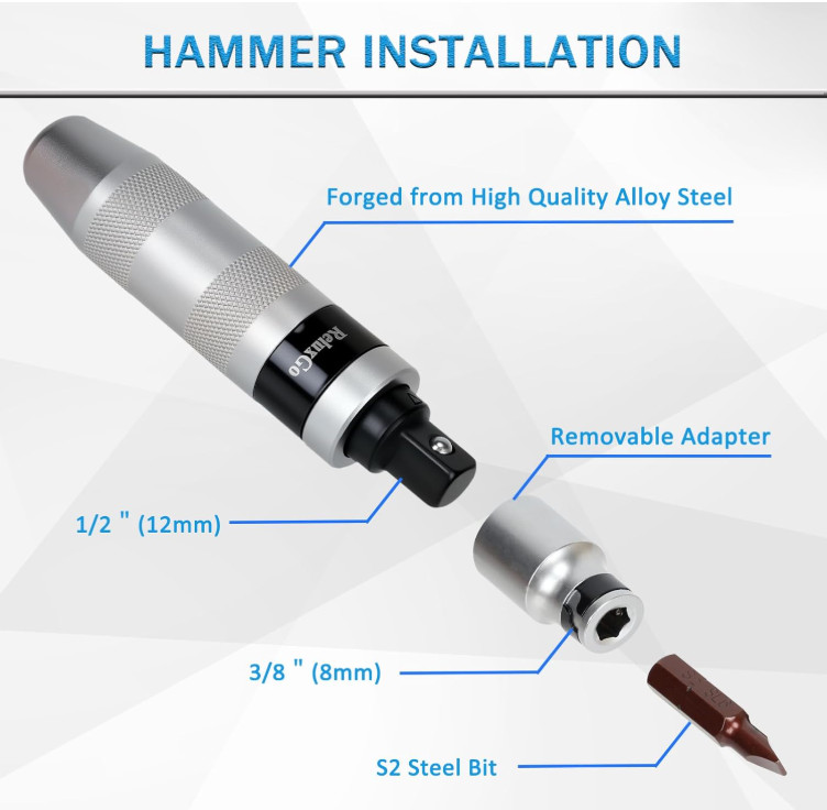 Kit Herramienta Impacto Manual Reversible Para Tornillos Oxidados Y Pernos Duros