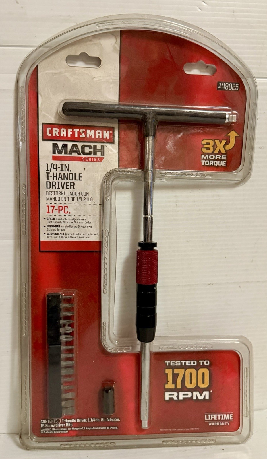New! Craftsman 948025 MACH SERIES 17-Pieces 1/4″ T-Handle Driver & Bit Set Fast
