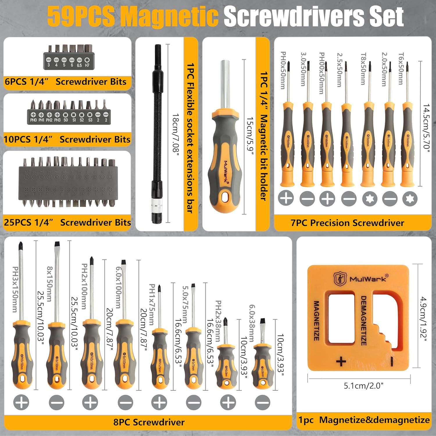59-Piece Magnetic Screwdriver Set with Case – Includes Various Bits Garage Tools
