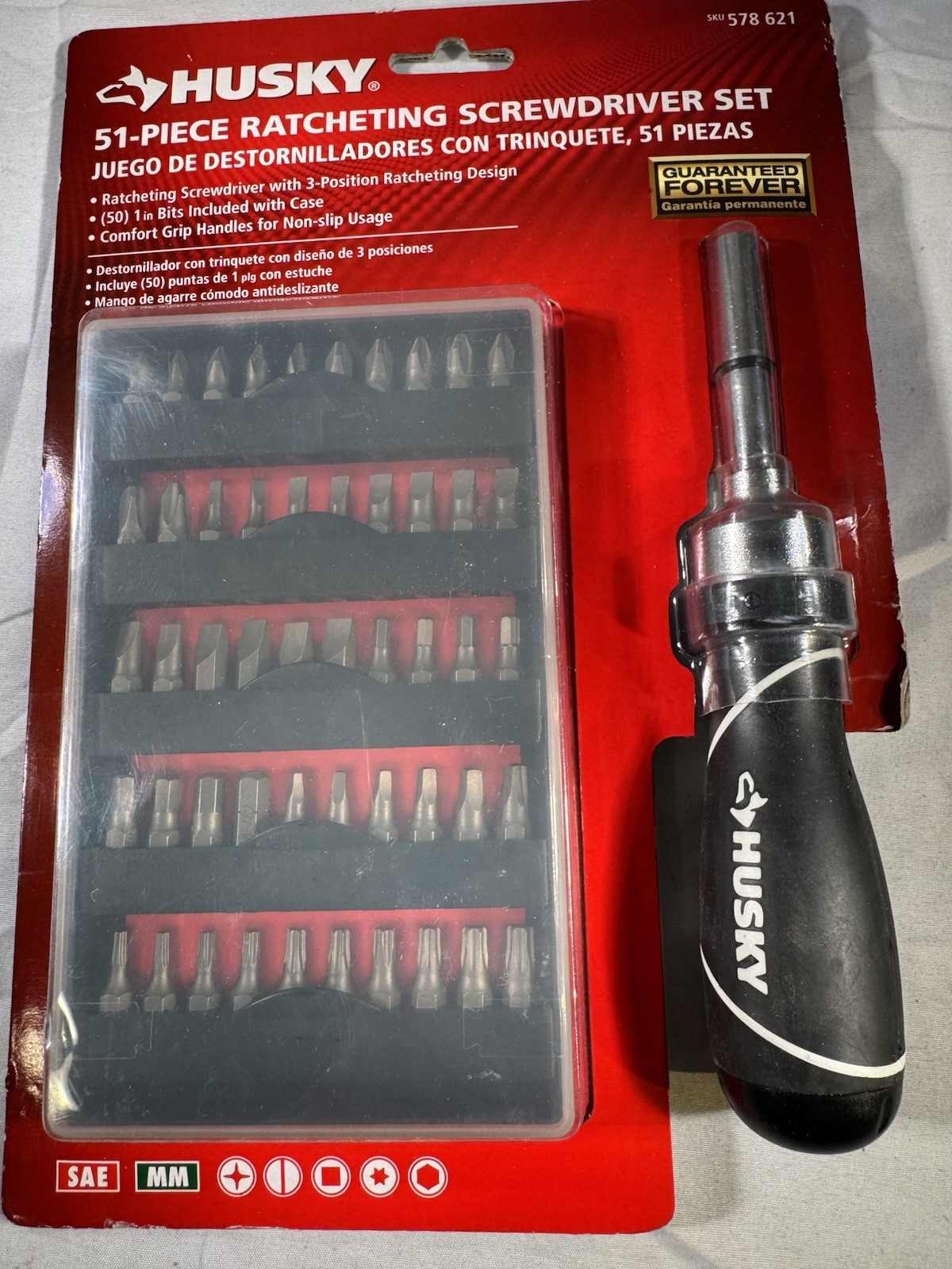 Husky 51-Piece Ratcheting Screwdriver Set Reversible Comfort Grip 578 621
