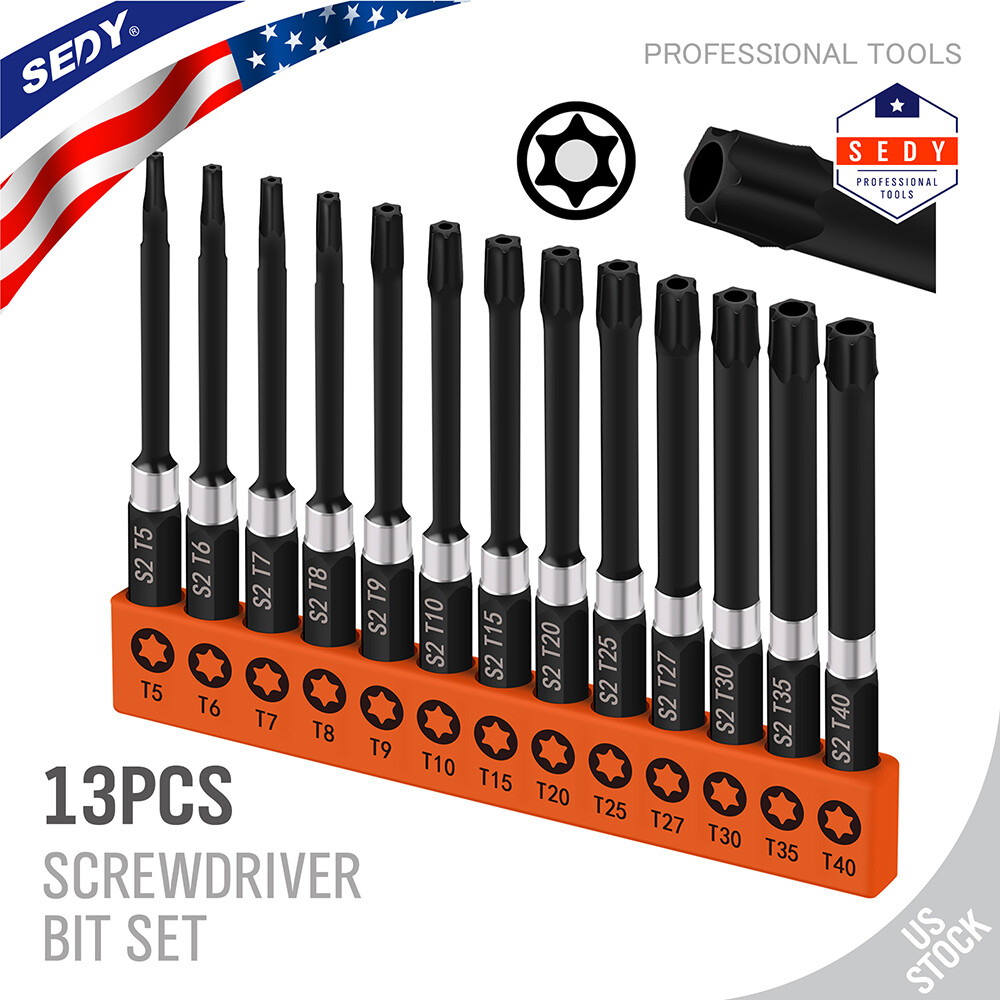 13pc Torx Screwdriver Bit Set Connect Impact Driver Drill Security Tamper Proof