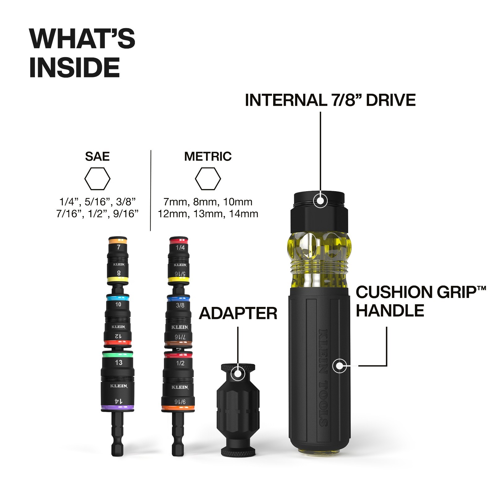 Klein Tools 32914HD 14-in-1 Impact Rated Flip Socket Set