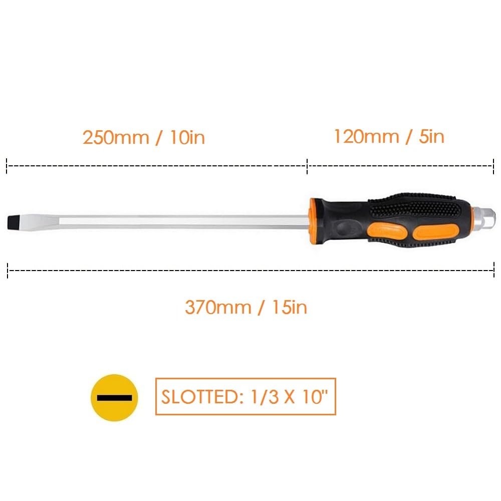 10inch Flathead Demolition Screwdriver Magnetic Slotted Impact Screwdriver With