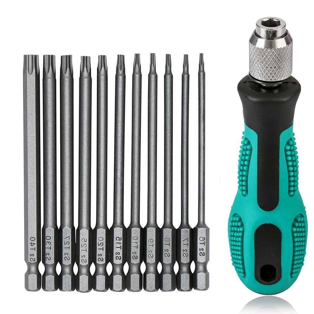 12 Piece Torx Screwdriver Set T6-T40, 1/4″ Magnetic Torx Set with Hole S2 Ste…