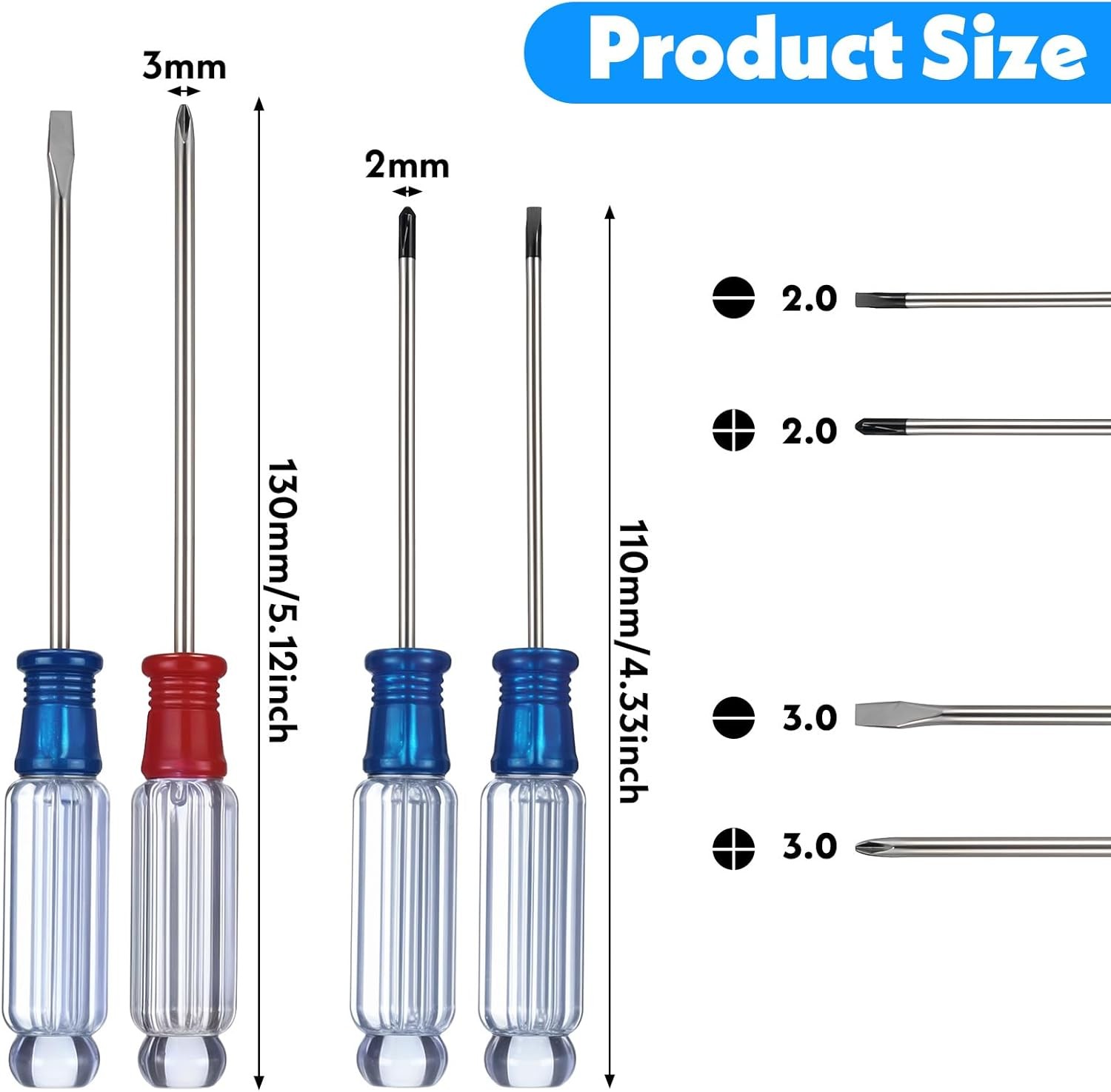4PCS Mini Screwdriver Set Flat & Phillips Precision Tools for Toys & Electronics