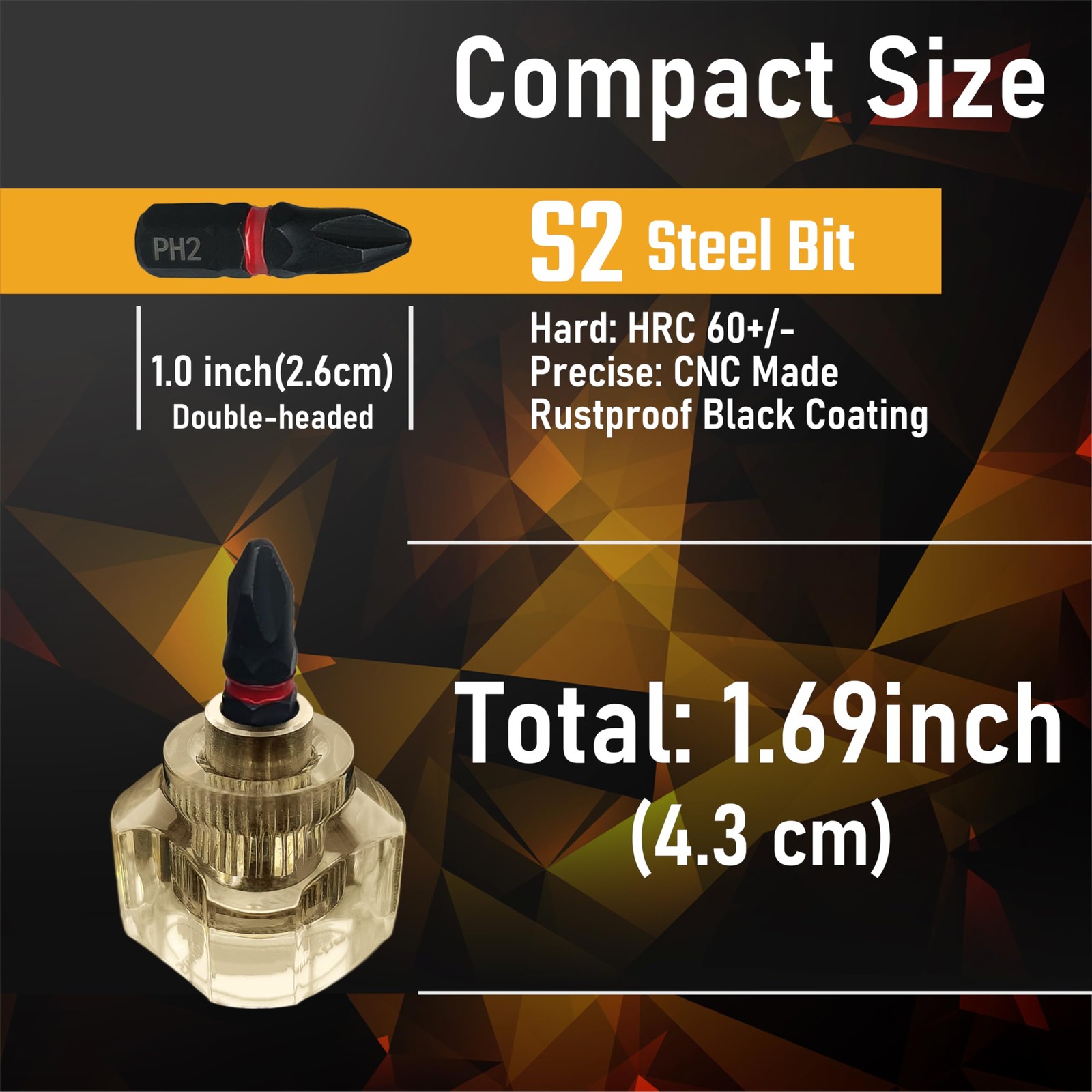 Steinwhale 25in1 Short Stubby Mini Screwdriver for Tight Space, Black
