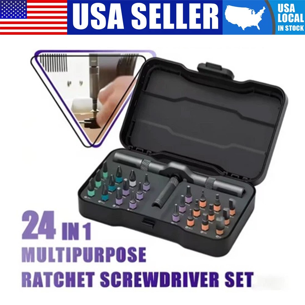 25Pcs 24 in 1 Multifunction Screwdriver Head Set Household Repair Ratchet Wrench