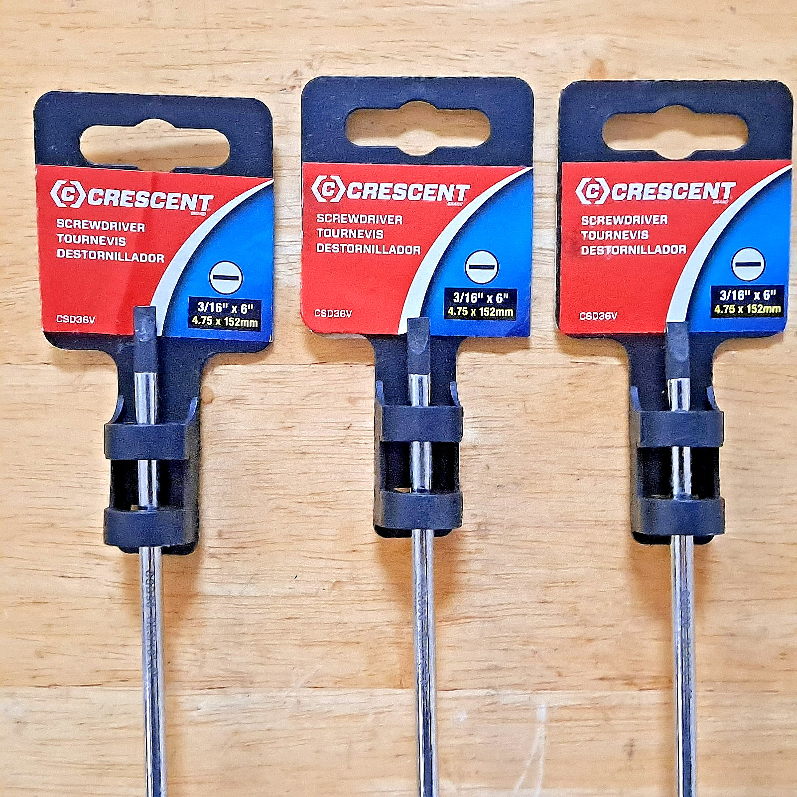 Lot Of 3 CRESCENT SCREWDRIVERS 3/16″ x 6″ SLOTTED FLAT SLOT CSD36V APEX TOOL