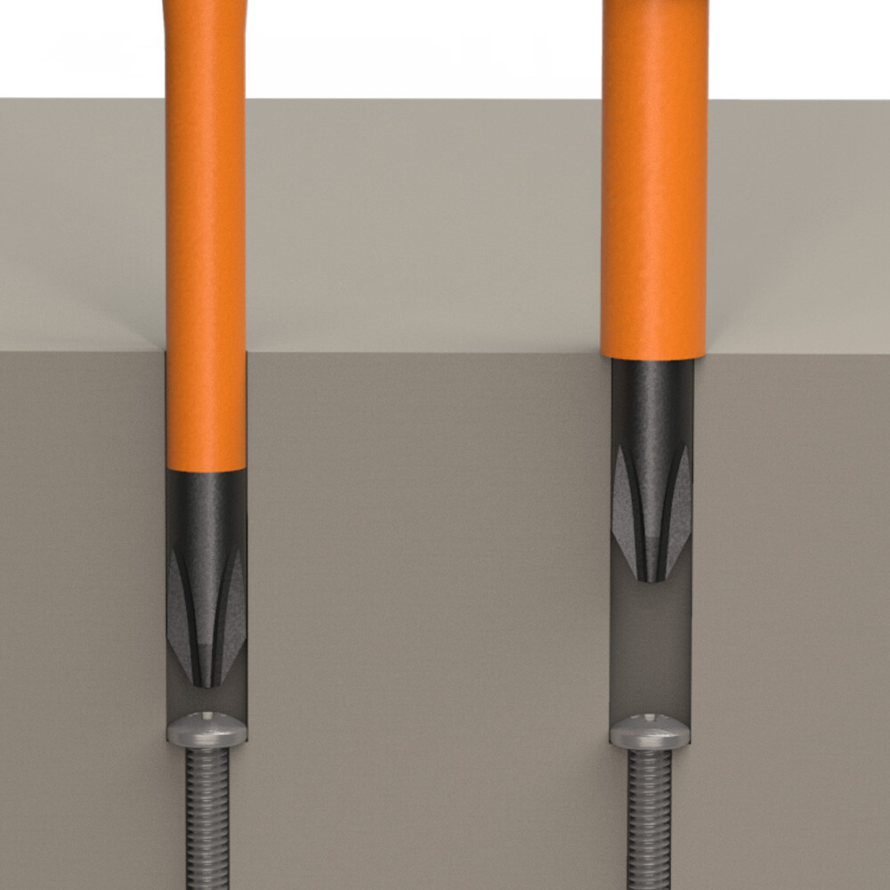 Klein Tools 32293 Flip-Blade Insulated Screwdriver, 2-in1, Ph Bit #2, Sl Bit 1/4