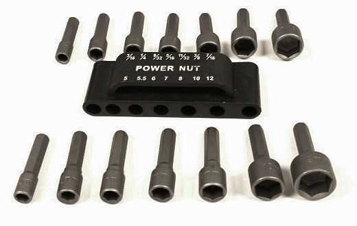 14pc Quick Change Power Nut Driver Set Hex 1/4″ Shank Metric & Standard SAE NEW