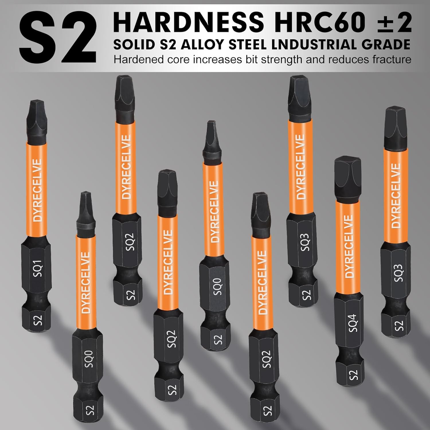12-Pack Square Drive Bit Set, Magnetic Impact Screwdriver Bits | S2 Steel 1/4″ H