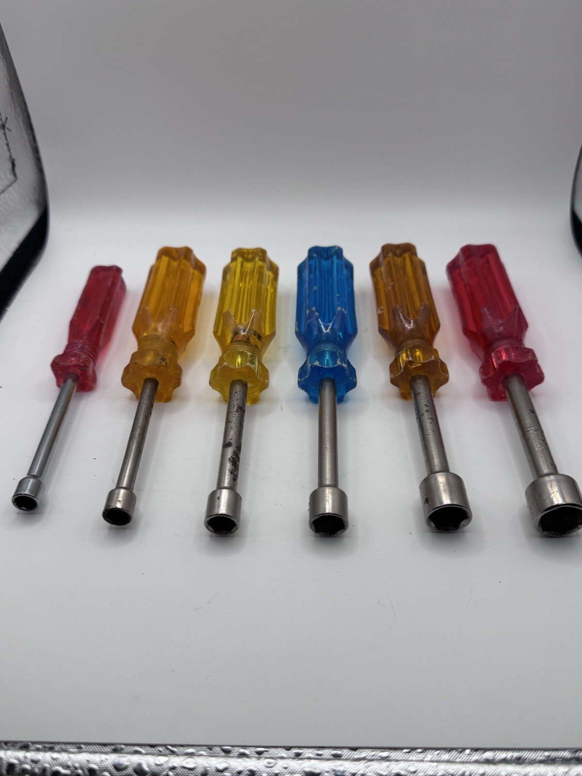Vintage Taiwan Nut Driver Set 6pc Color Handle Hollow Shaft 1/4-1/2 Inch