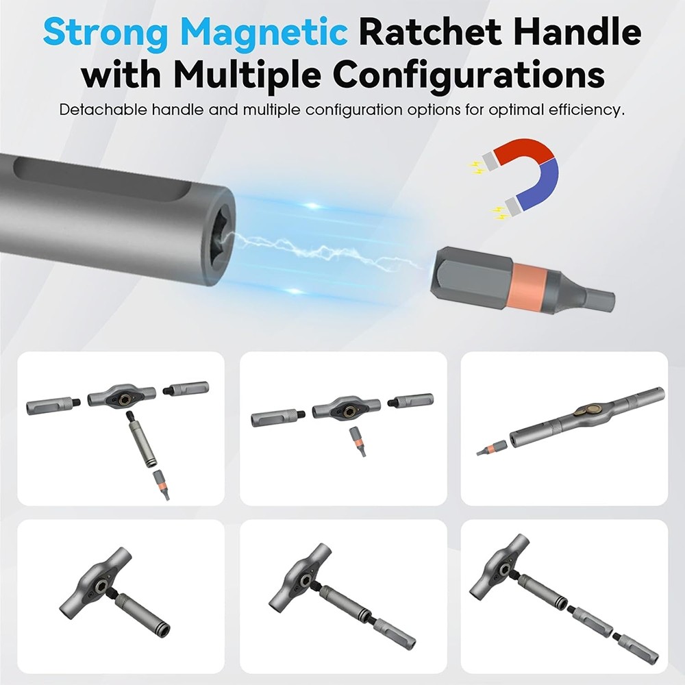 24-in-1 Ratchet Screwdriver Set T-Handle Magnetic Bits Repair Tool Kit Black
