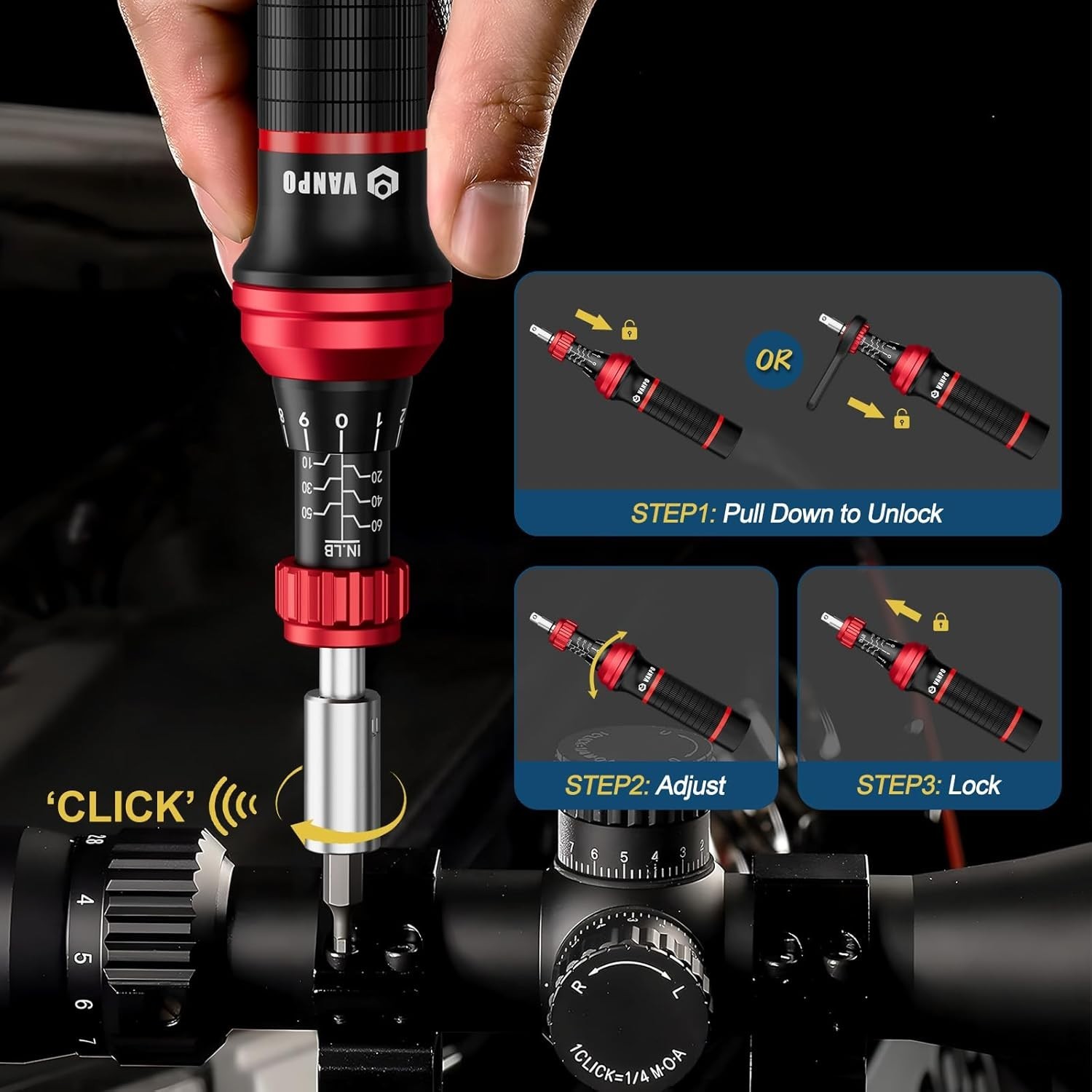 Torque Screwdriver Set, 10–60 in-lb, 64 Pcs 1/4″ Drive Torque Wrench Screwdriver