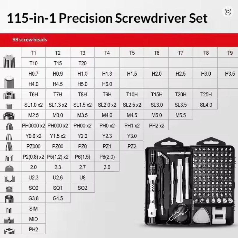 115 in 1 Mini Magnetic Precision Screwdriver Set PC Phone Electronics Repair Kit