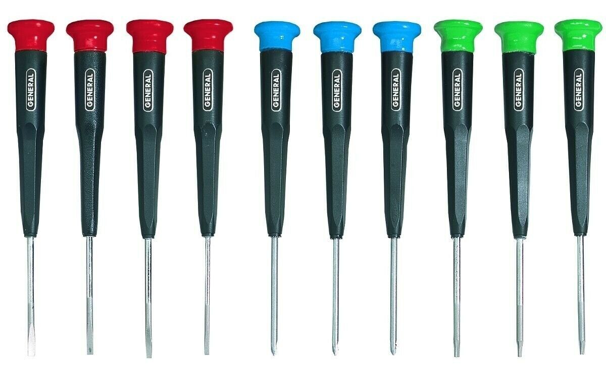 General Tools 690 10 Piece Mini Screwdriver Set Phillips, Slotted & Torx