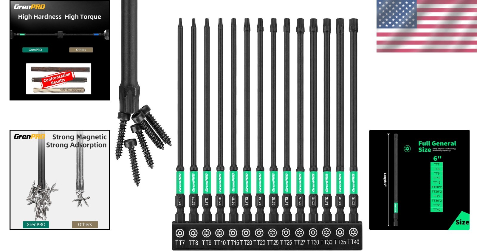 Complete 14-Piece Torx Bit Set with Magnetic Tip for Automotive & Woodworking