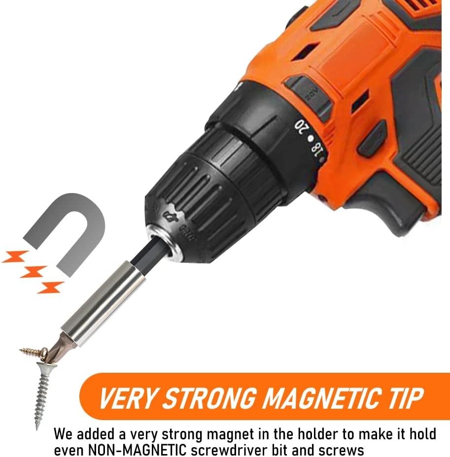 5-Pack Magnetic Bit Holder Set with Strong 1/4″ Hex Shank for Easy Screw Pickup