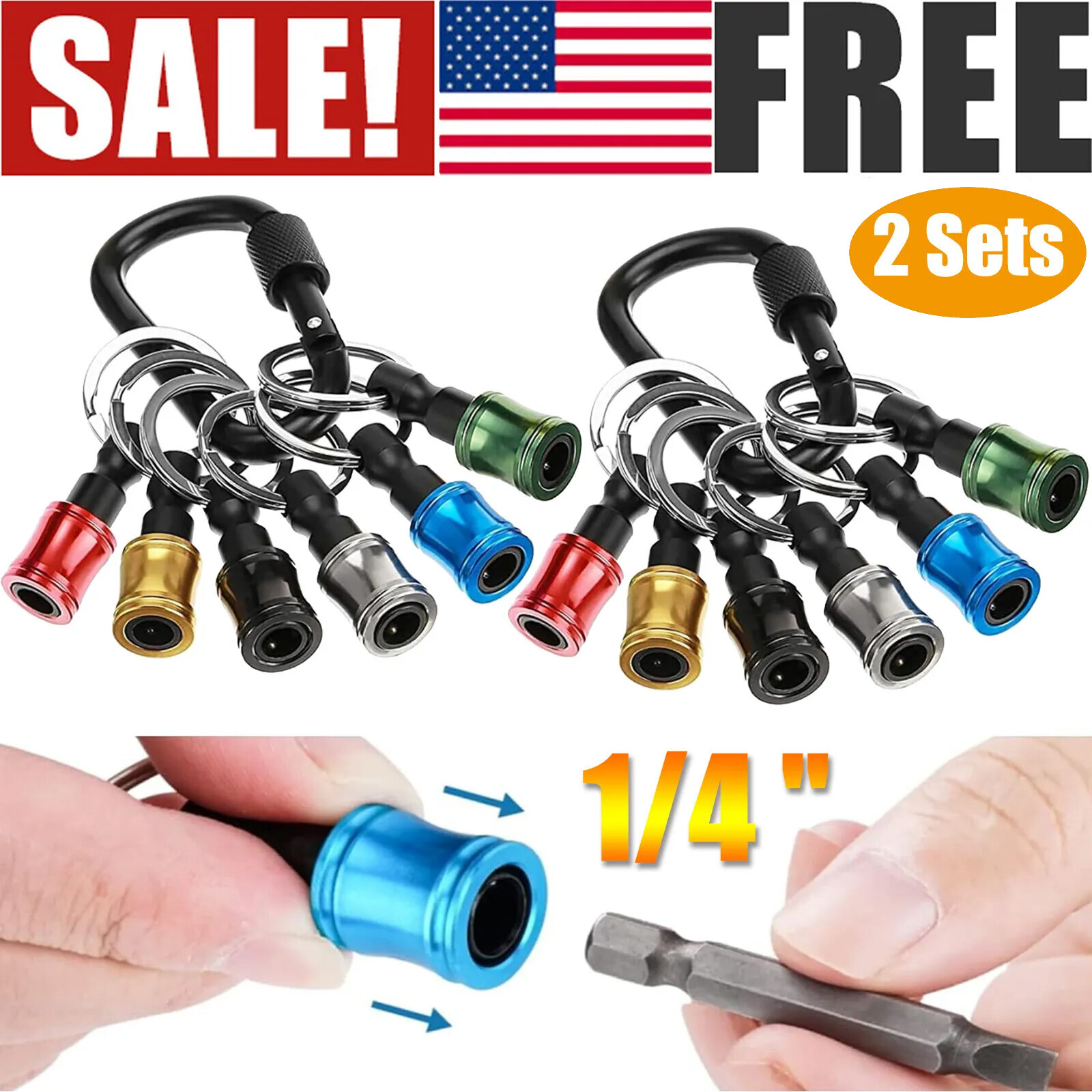 14PC 1/4 “Hex Shank Screwdriver Drill Bit Holder Bits Set keychain Quick Release