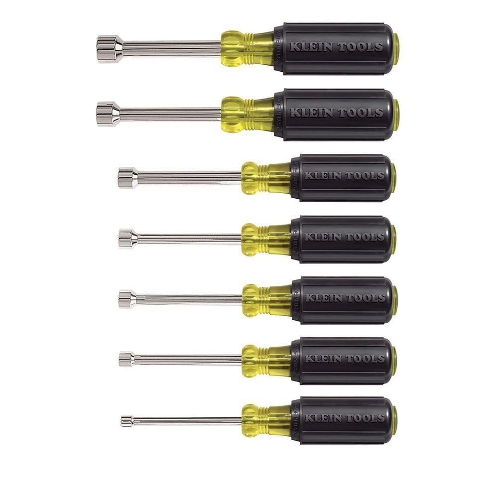 Klein Tools 631 Nut Driver Tool Set 7-Piece Full Hollow Shaft Made in USA