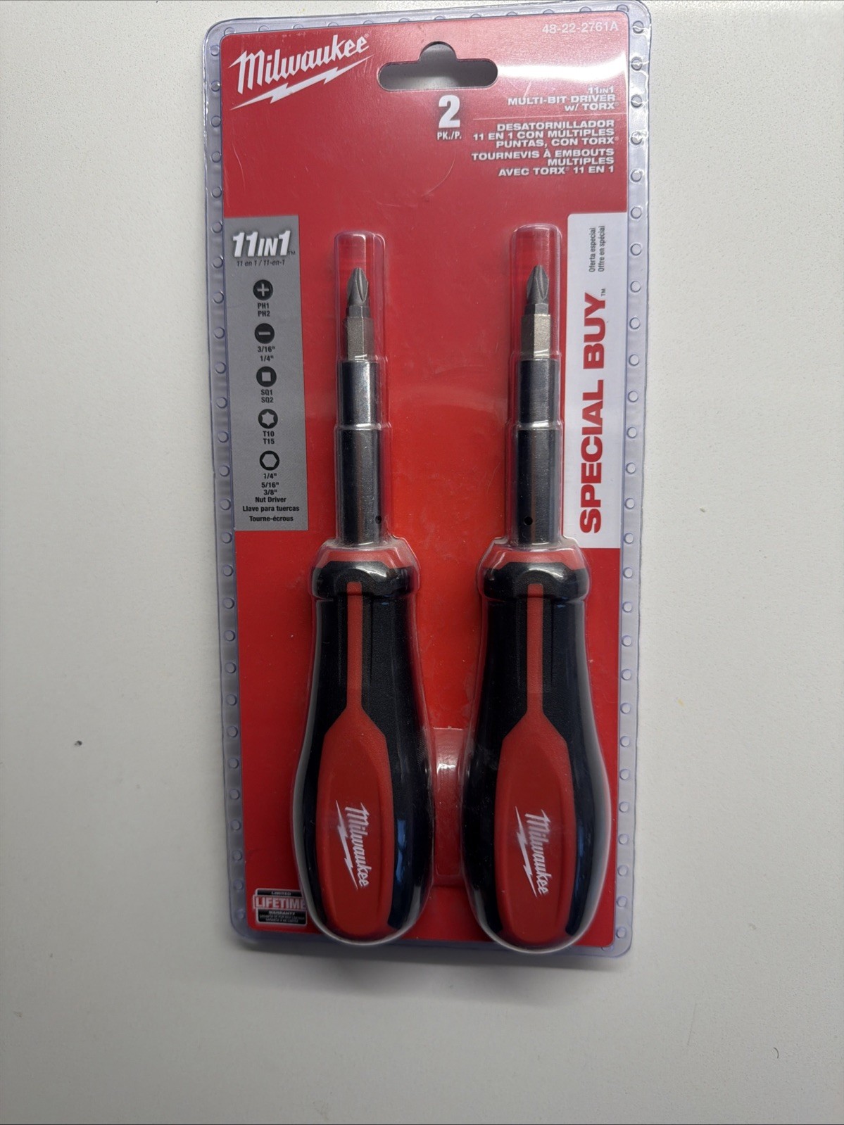 Milwaukee 11-in-1 Multi-Tip Screwdriver with Square Drive Bits (2-Pack)
