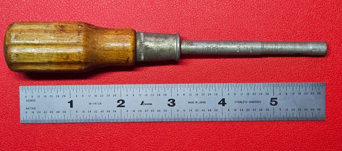 Vintage Spintite 3/16″ Nut Driver #3406 Wood Handle 6″ Long – Made in USA