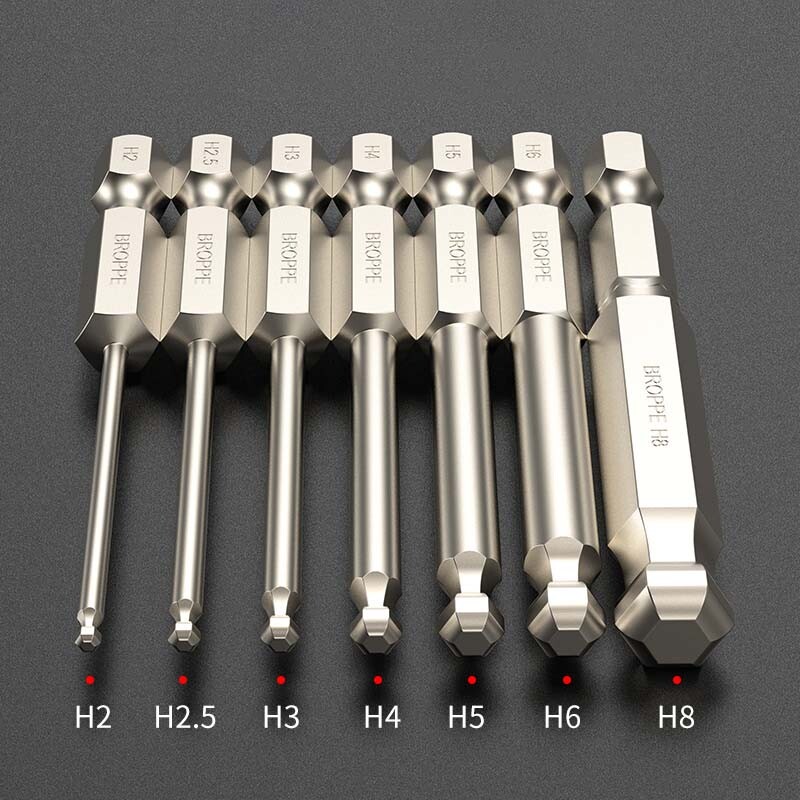 1/4″ Shank Hex Magnetic Screwdriver Drive Drill Bits Ball Head H2/2.5/3/4/5/6/8