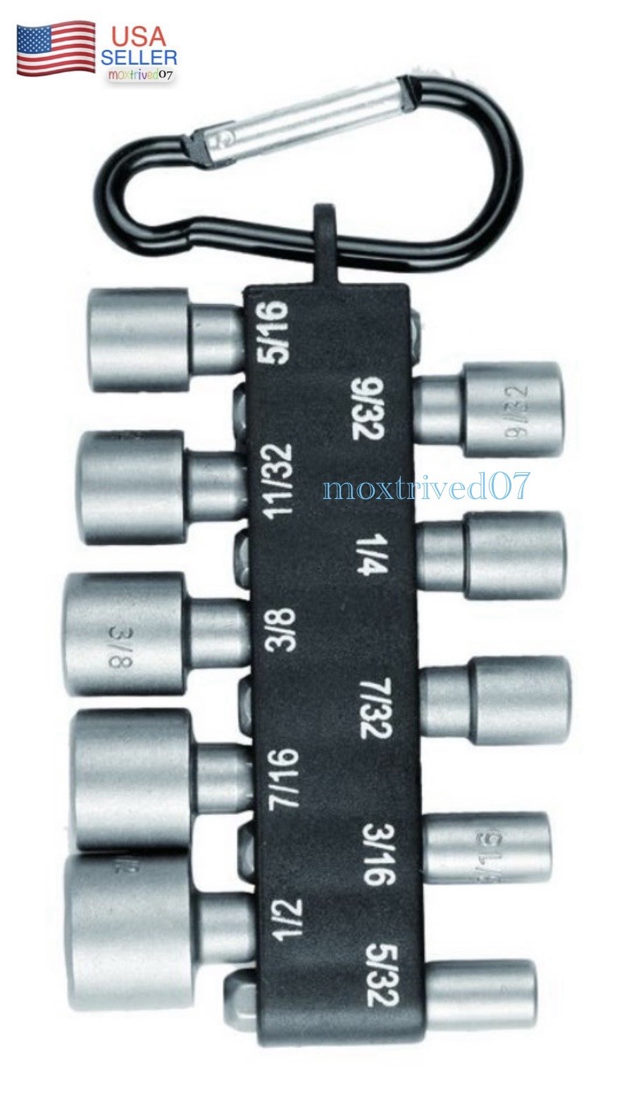 1/4″ Hex Drive SAE Nut Driver Setter 10 Piece Set 5/32 to 1/2 Inch Storage Case
