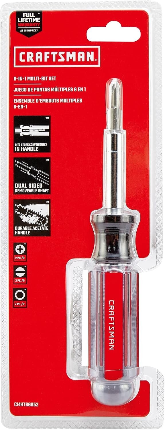 Screwdriver Multi-Bit Set, 6 in 1, Acetate Handle (CMHT66052)