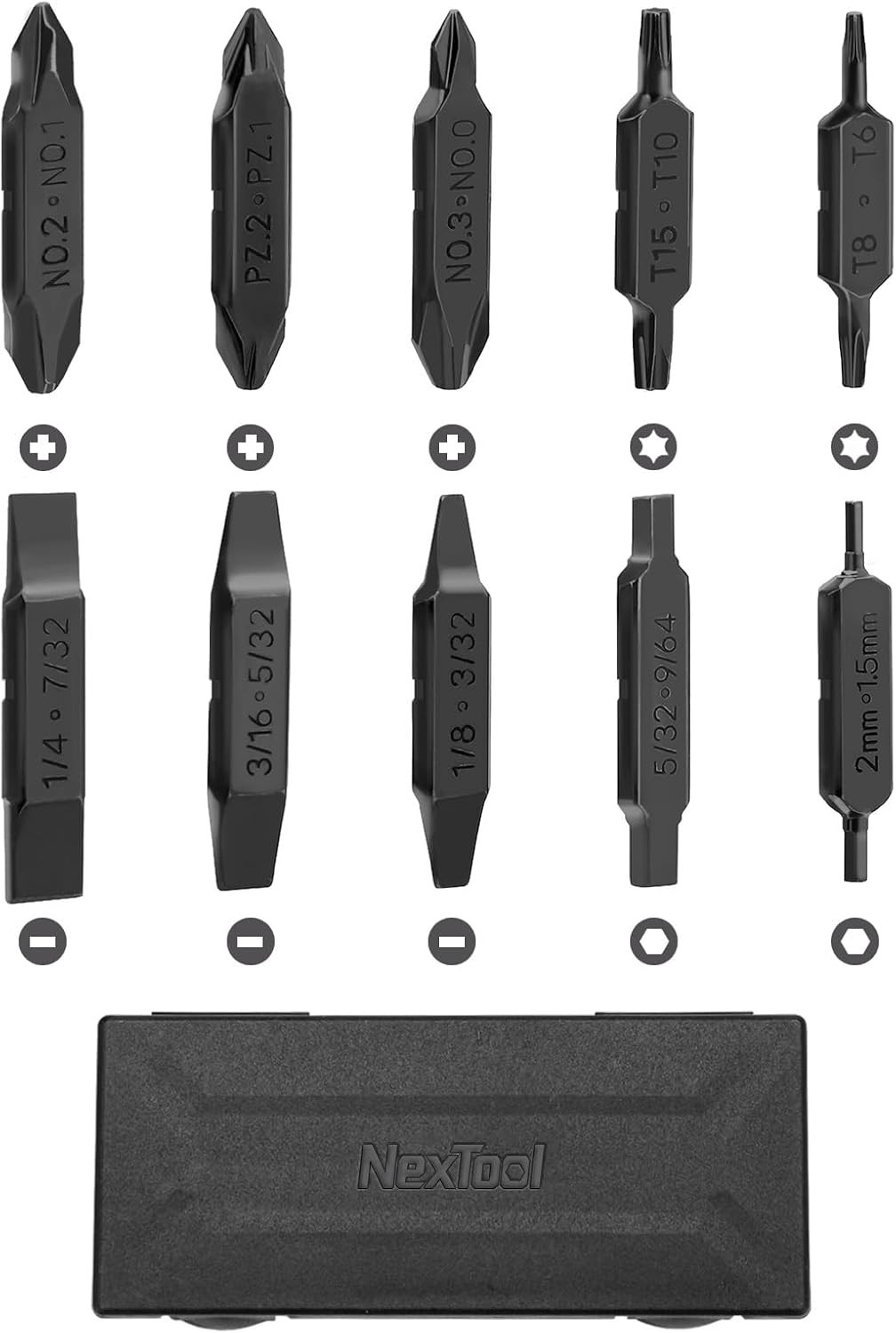 , Bit Kit, 10 Double-Ended Screwdriver Bit Set for Multi-Tools, Pocket Tool E1