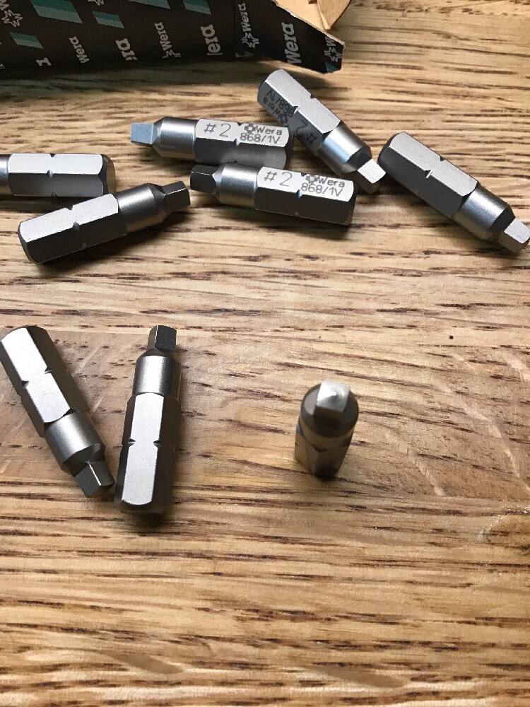 Wera Series 1 868/1 V Special Design Bit, Square # 2, 1/4″ Drive Pack of 10.AA-5
