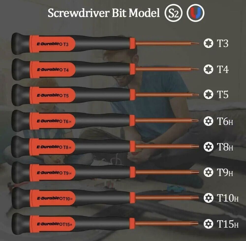 E.Durable Torx Screwdriver Set T3 T4 T5 TR6 T8H TR9 T10 T15 Security Torx Driver