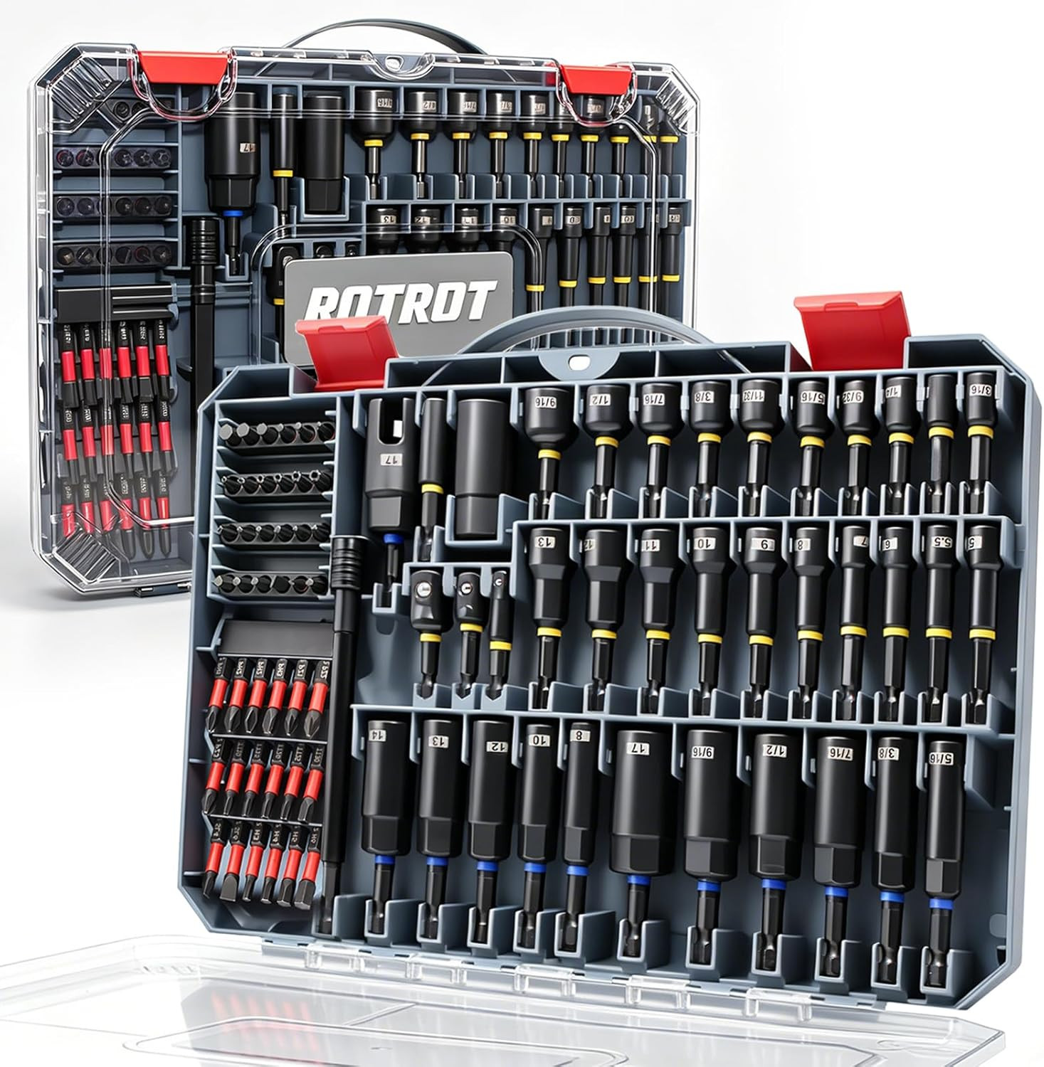 80-Piece Magnetic Impact Nut Driver Set, Sae/Metric Nut Driver Set, Socket Adapt
