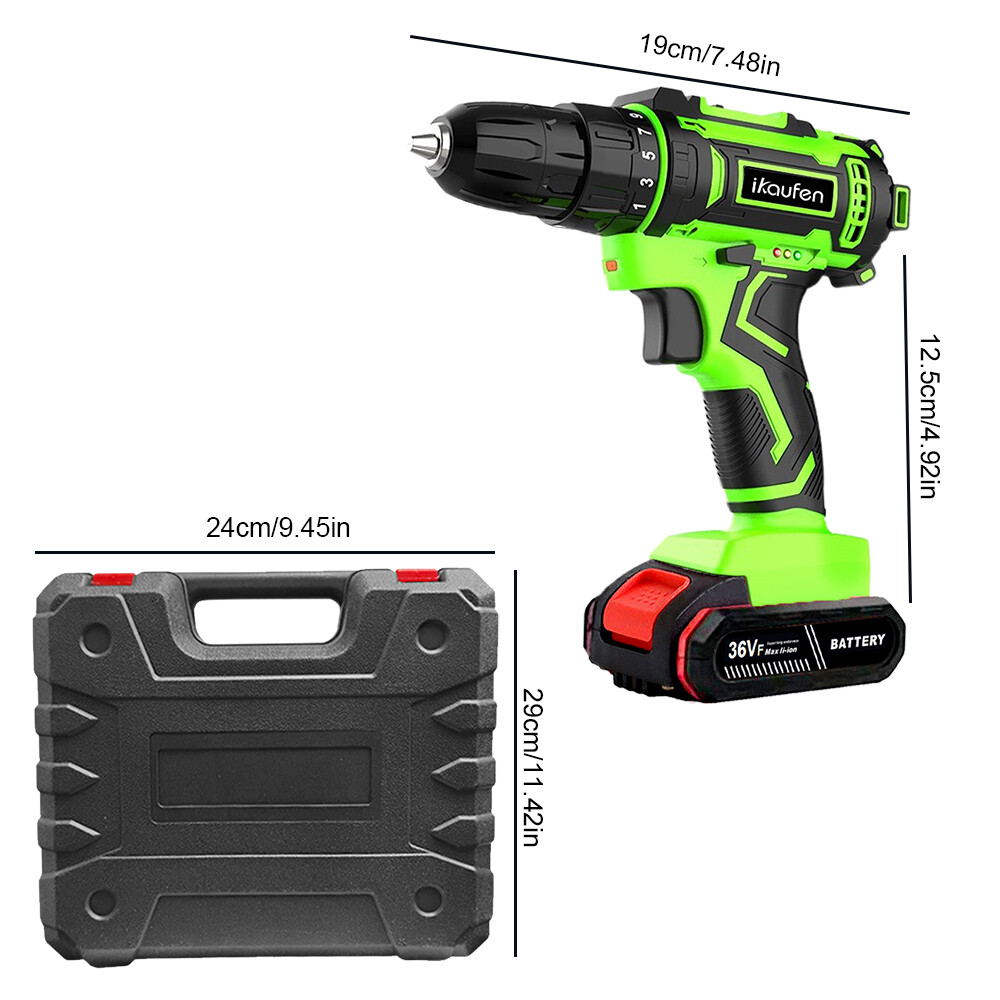 Electric Drill Cordless Fast Screwdriver Set Power Tool W/2 Battery&Charger A09