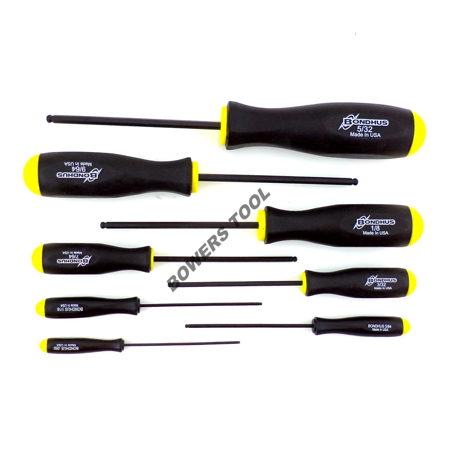 Bondhus 8pc Ball End Hex Screwdriver Set 10632 SAE Standard Inch MADE IN USA