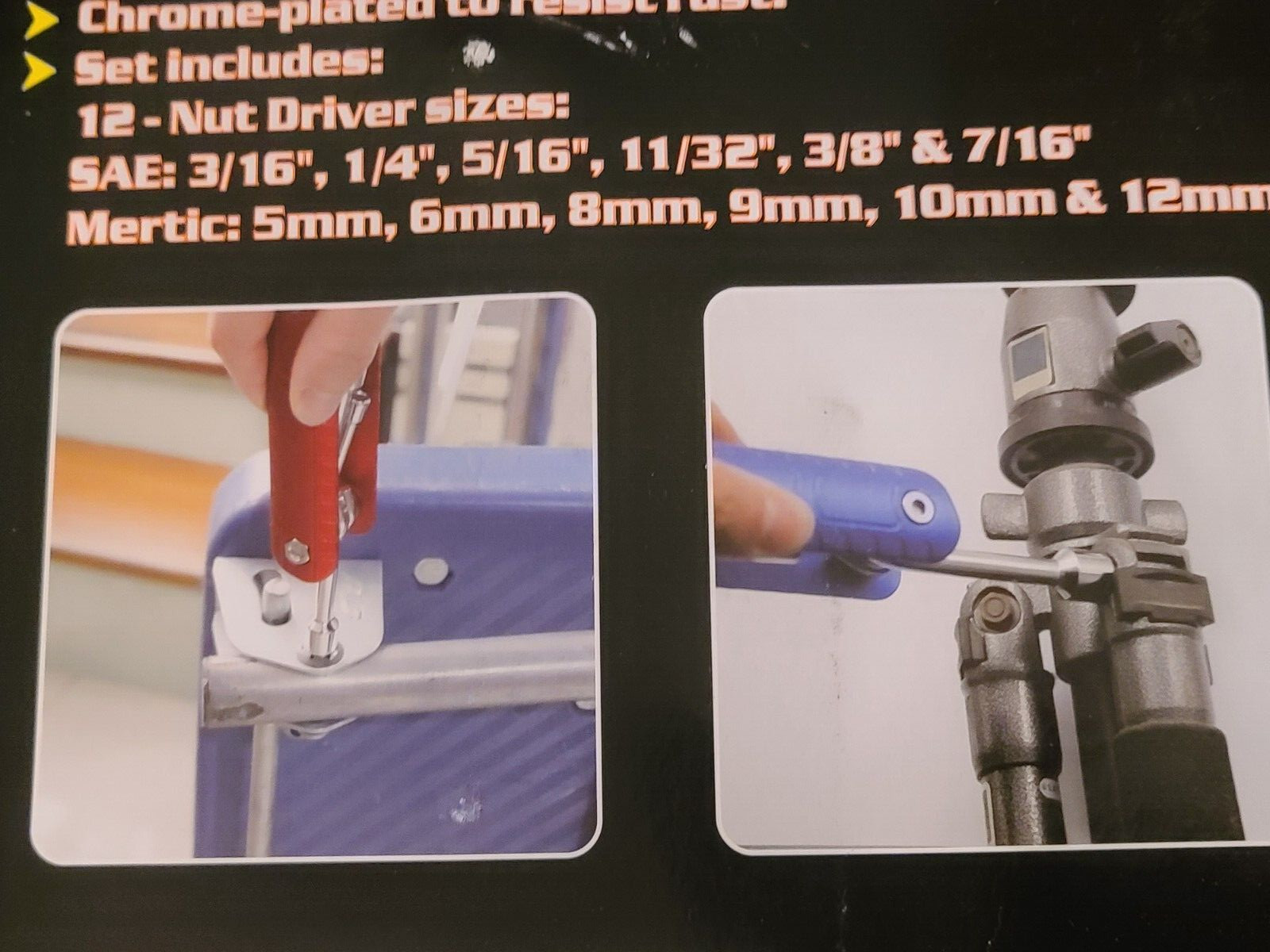 (PACK OF 2) Metric & SAE Standard Folding Compact Nut Driver Sets 12 Sizes Total
