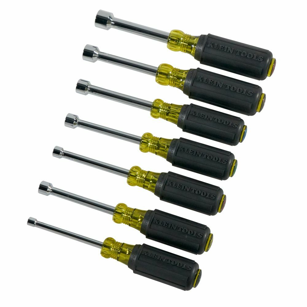 Klein Tools 631 Nut Driver Set, 3-Inch Shafts, Cushion Grip, 7-Piece