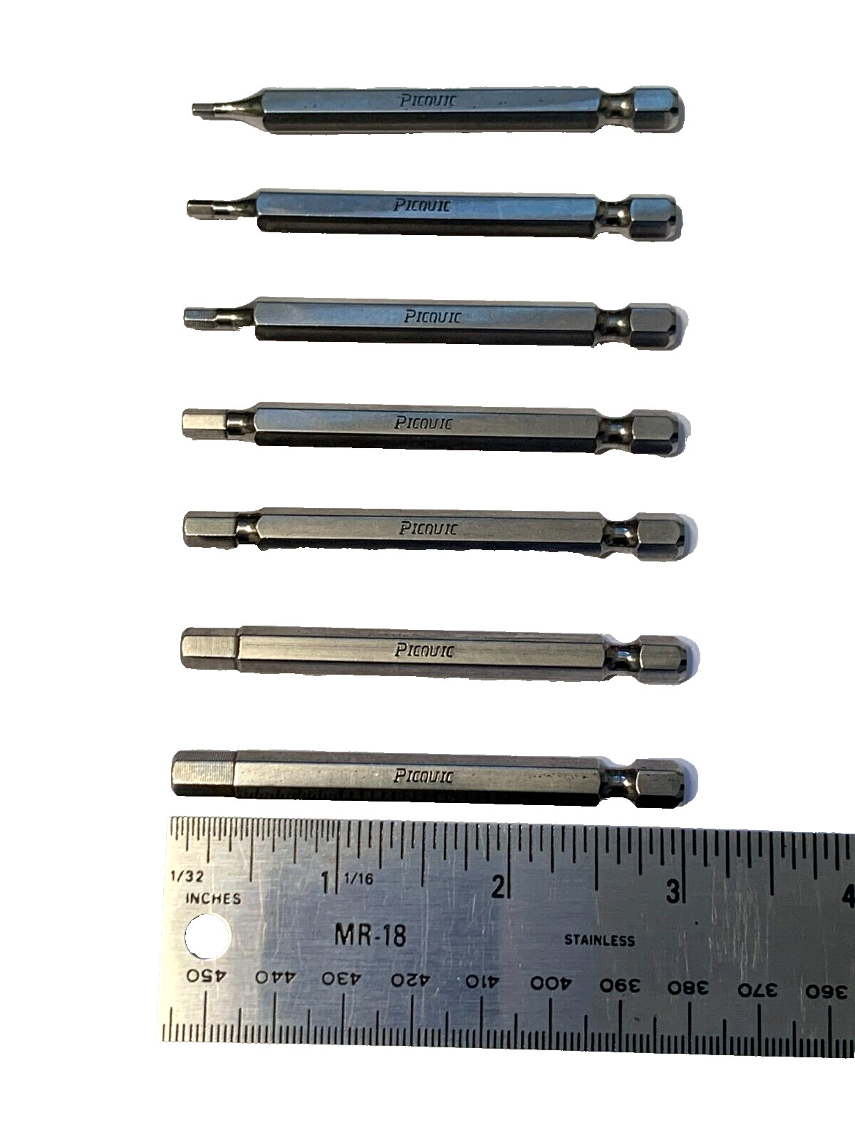 PICQUIC – SAE Hex Bits – 7 Bits 1/4″- 3″ long Fits the HEX CALIBRE Screwdriver