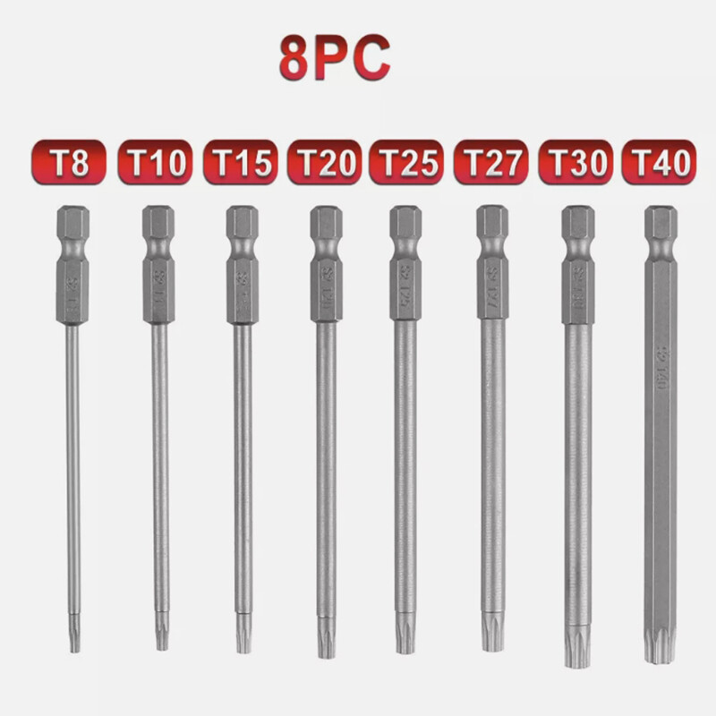 8pcs Torx Bit Set + Hex Key Allen Bit Set – For Power Drill & Impact Driver