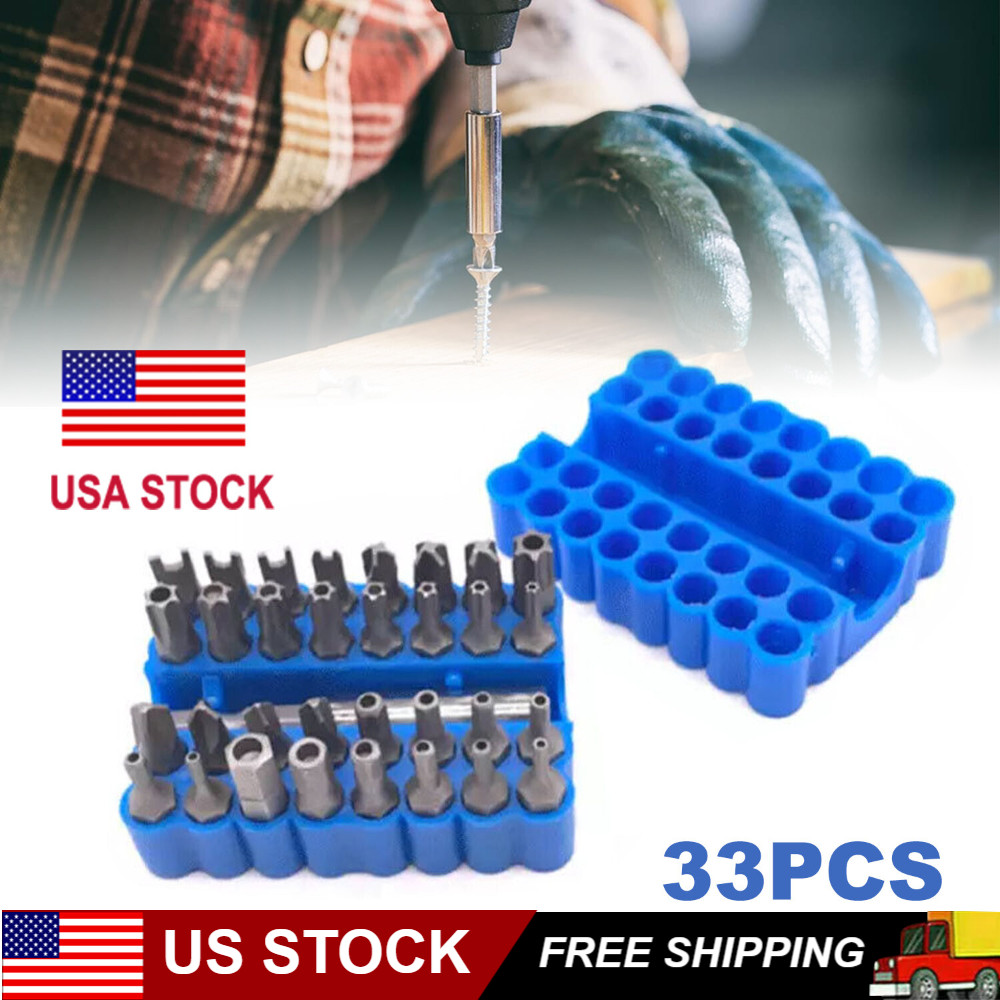 33PCS Hex Head Drill Bit Set w/ 1/4″ Extension Bit Holder Screwdriver Bit Set