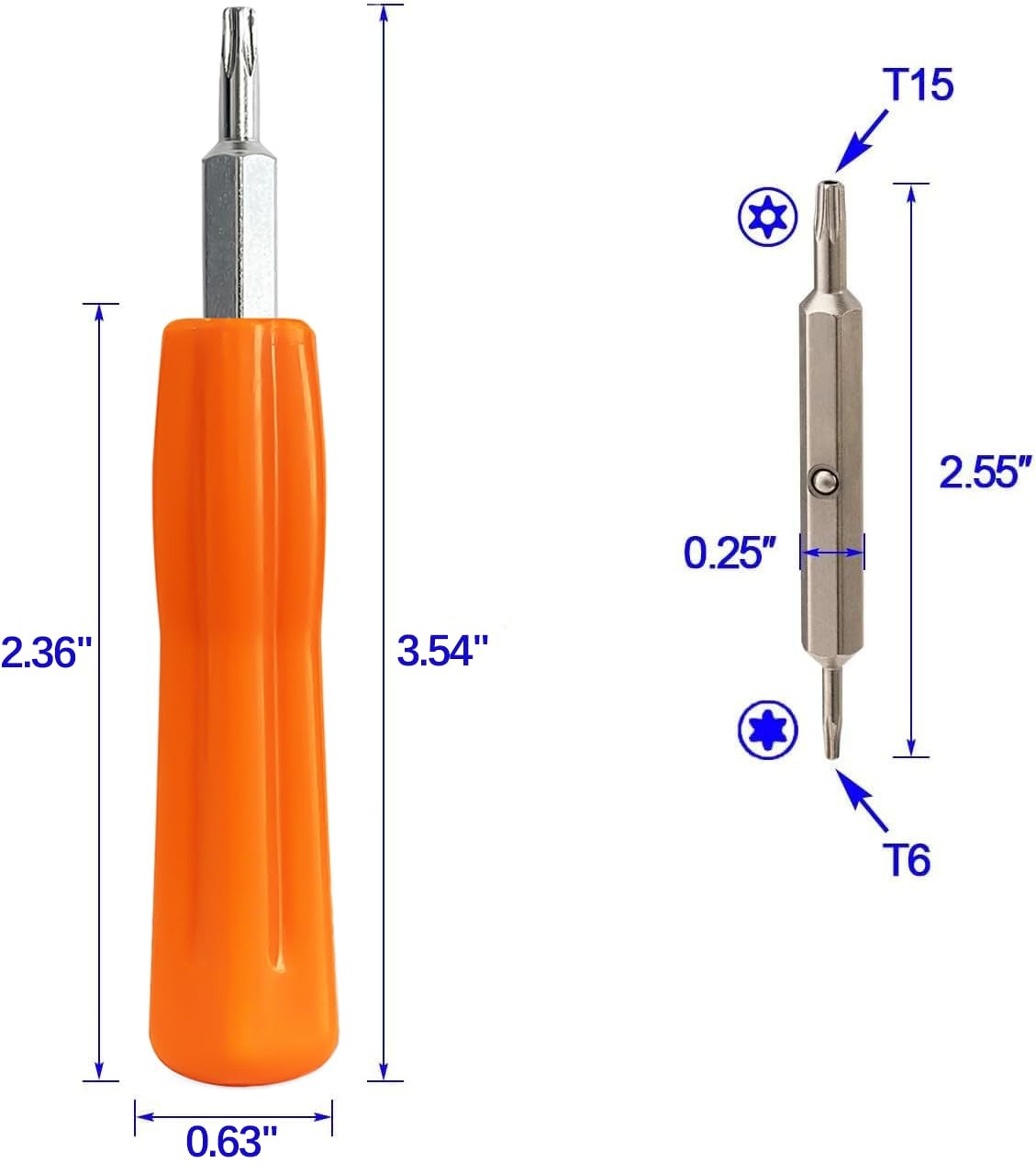 Ring Doorbell Screwdriver Kit, Double-Ended T6/T15 Driver with 2×5 Orange