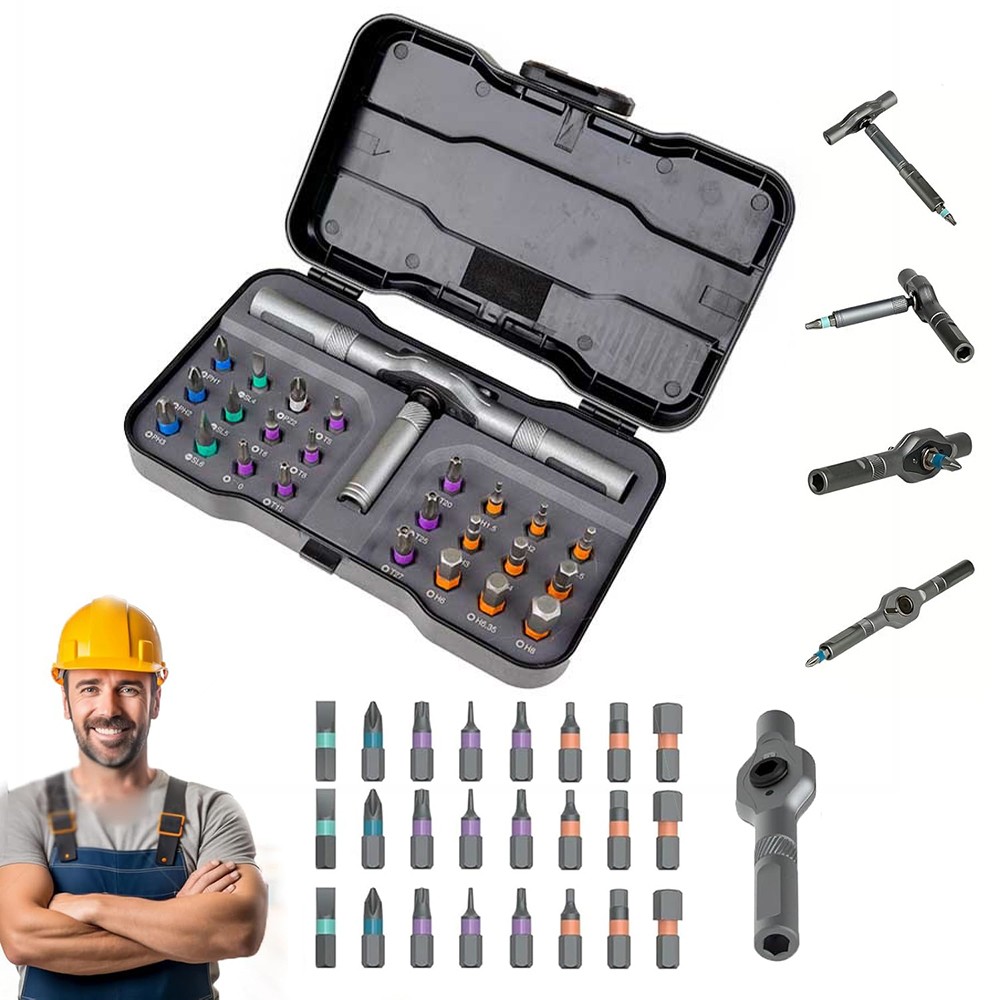 25pcs 24 in 1 Multifunction Screwdriver Head Set Household Repair Ratchet Wrench