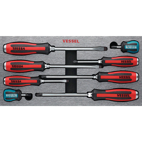 Vessel 9308EVA 8 piece Megadora JAWSFIT Tang-Thru Screwdriver Set
