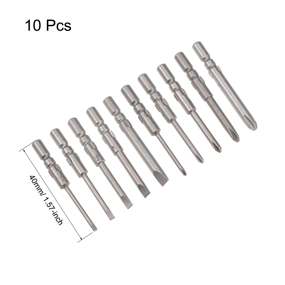 10pcs Screwdriver Bits Set 4mm Round Shank Magnetic Phillips Slotted Screwdriver