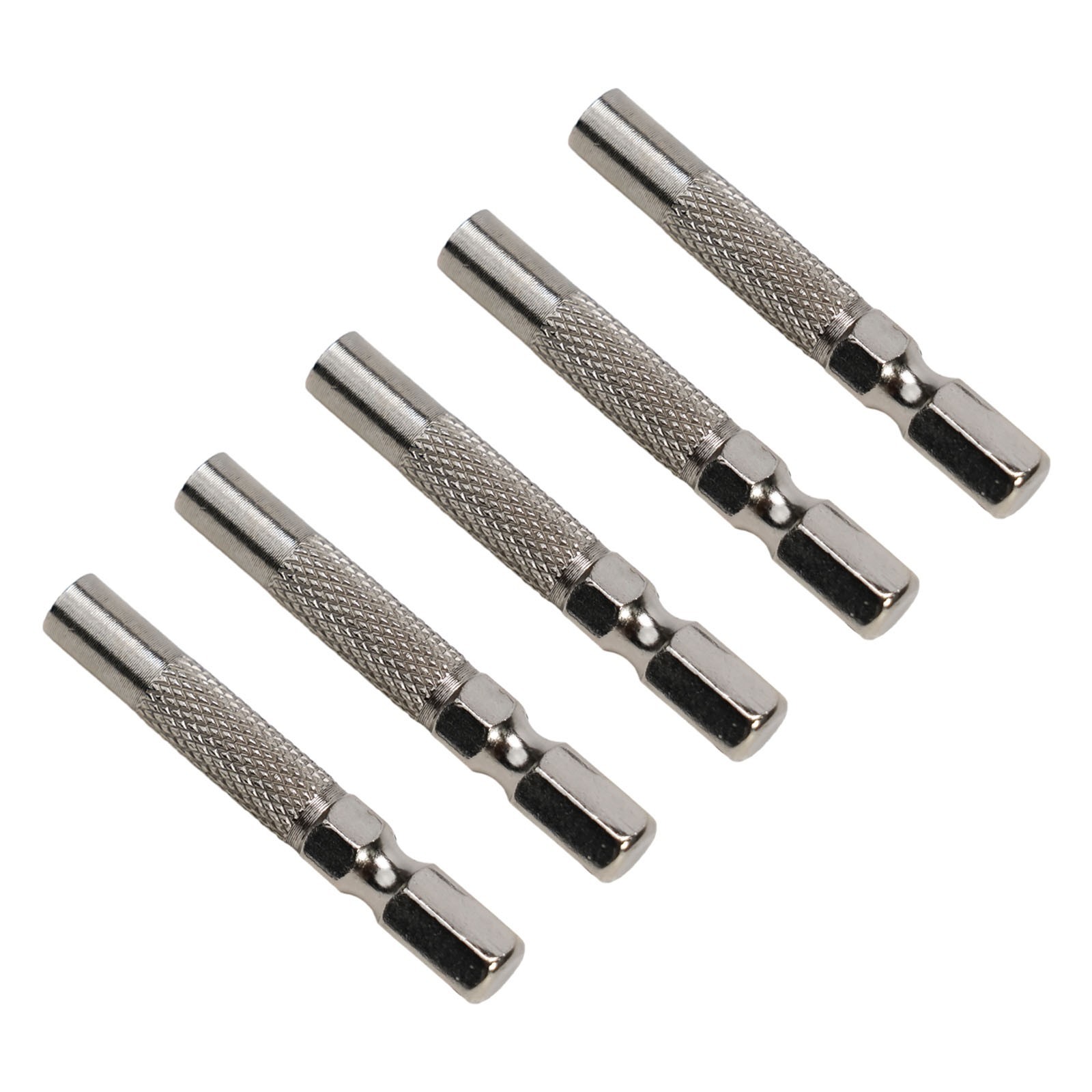 Silver 6.35mm 1/4″ Insert Bit Adapter 5PCS Hex 6.35mm Electric Screwdriver