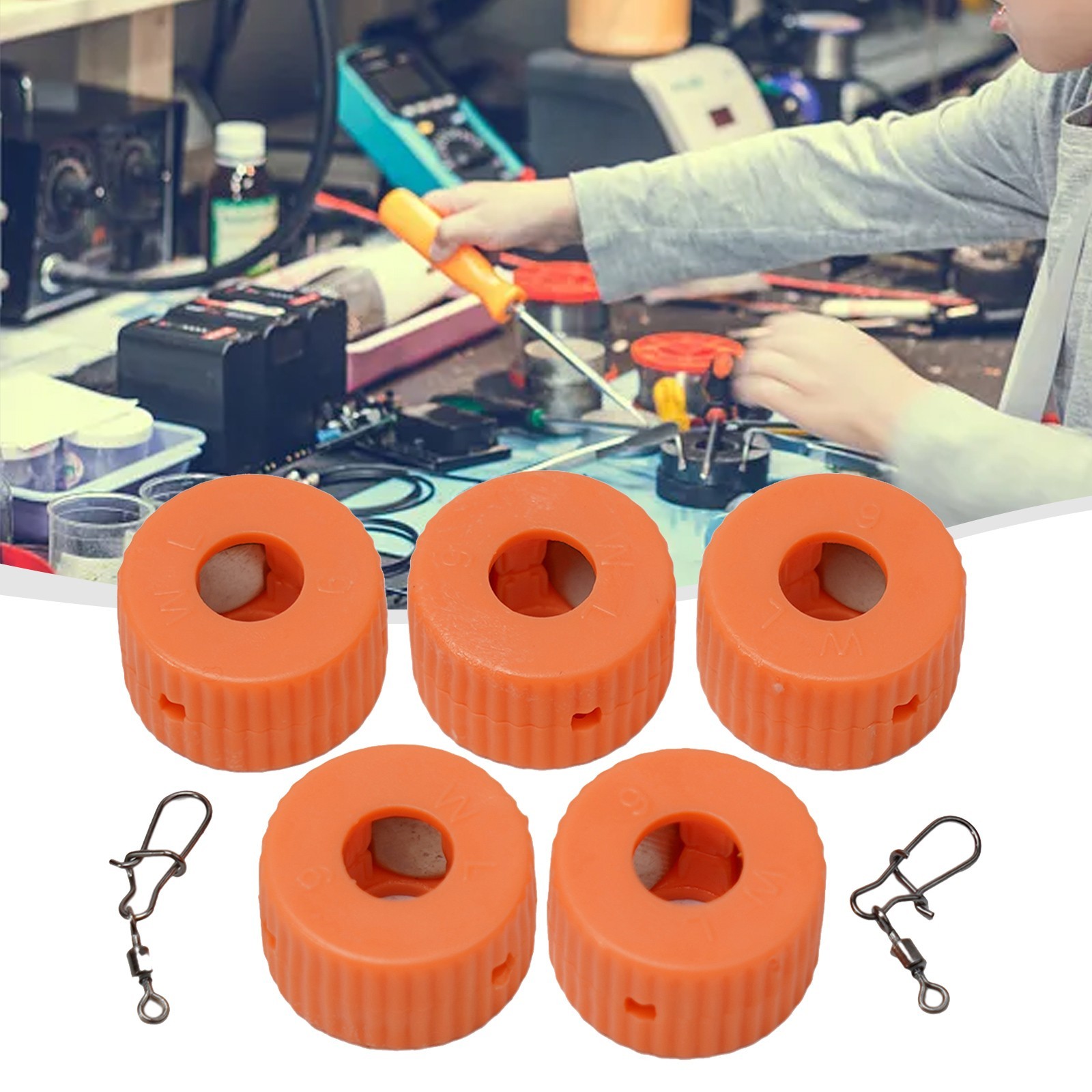 Orange Magnetic Ring Pick Up Tool for Efficient Magnetization Set of 5