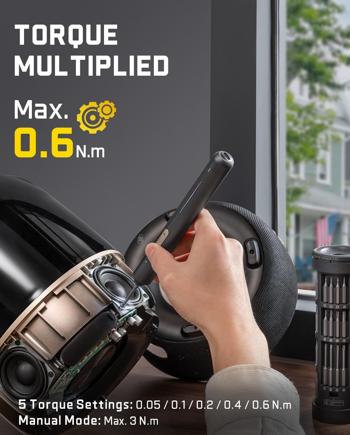 Fanttik E2 Ultra Electric Screwdriver, 0.6N.m Mini Screwdriver Set, 50 Magnetic