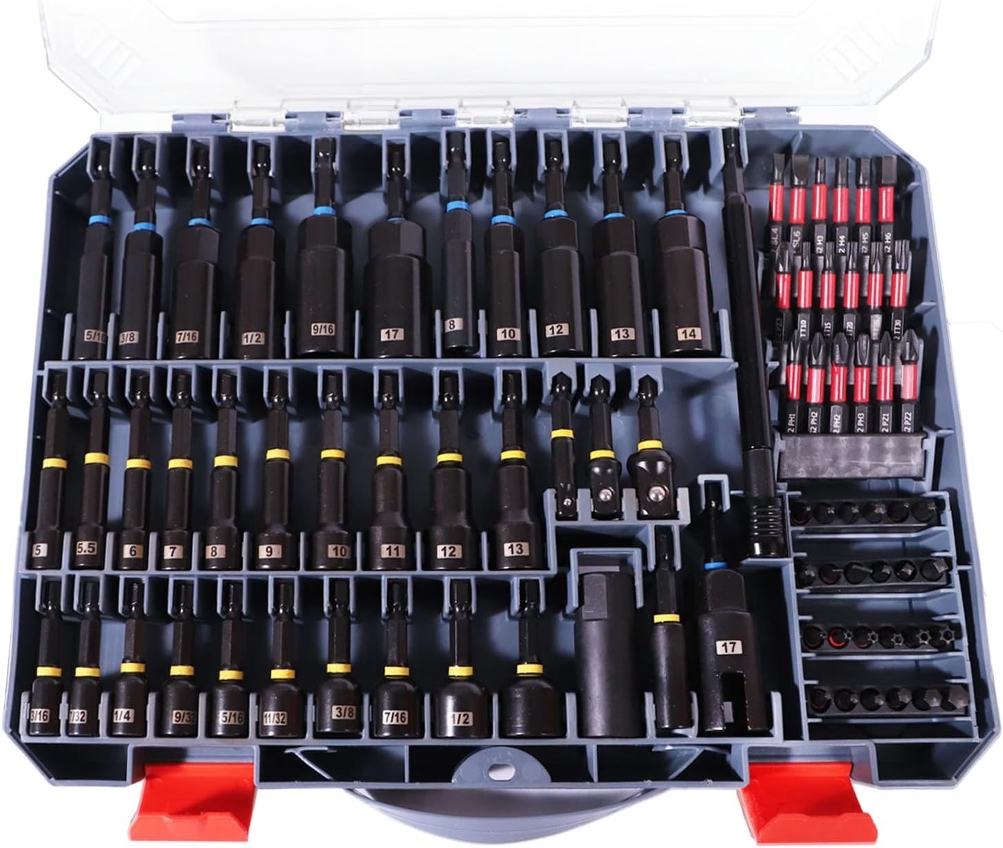 80PSC Magnetic Nut Driver Set Metric & SAE with Socket Adapters, Wing Nut Driver