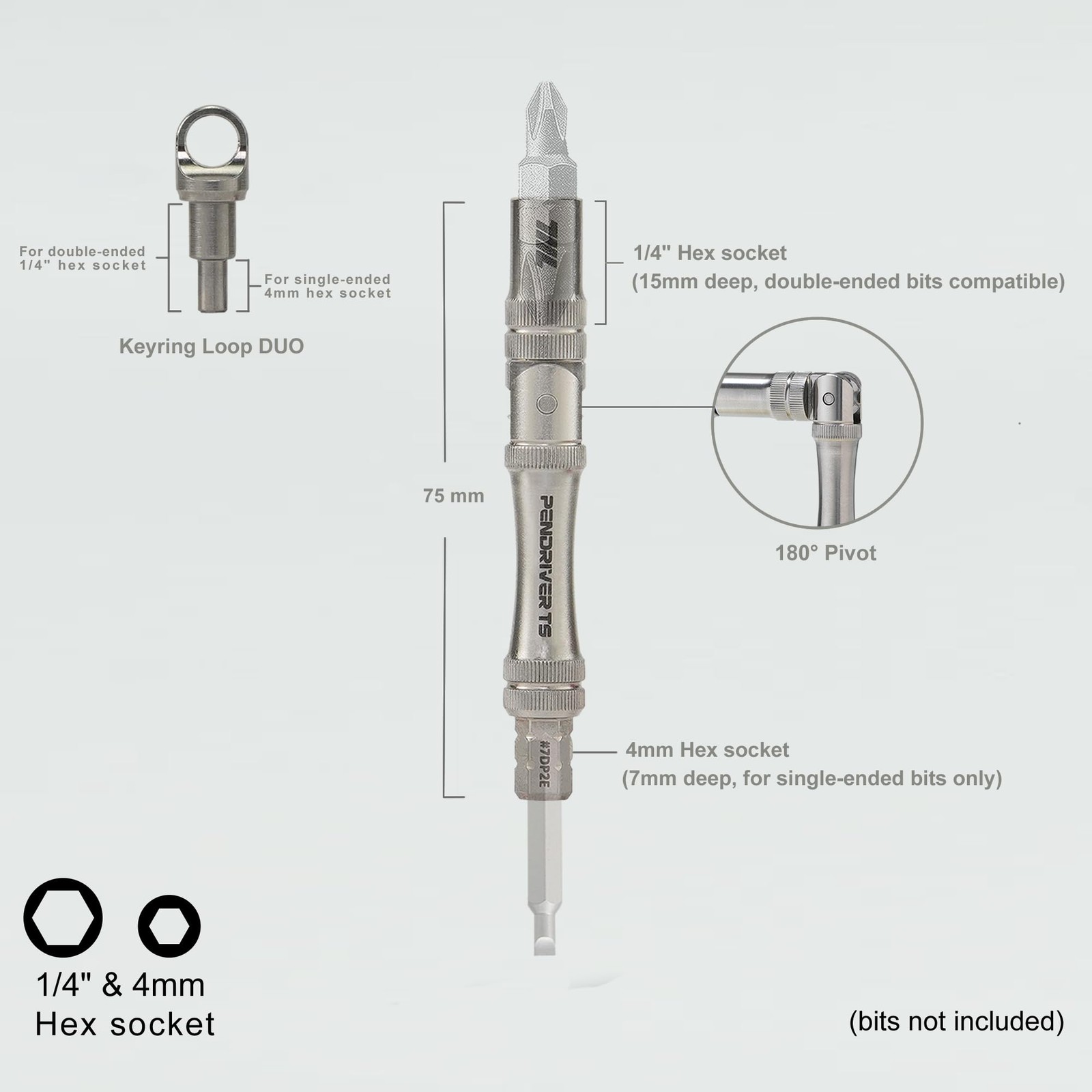 711L Pen Driver TS – Compact EDC Bit with Foldable L-Handle and Silver