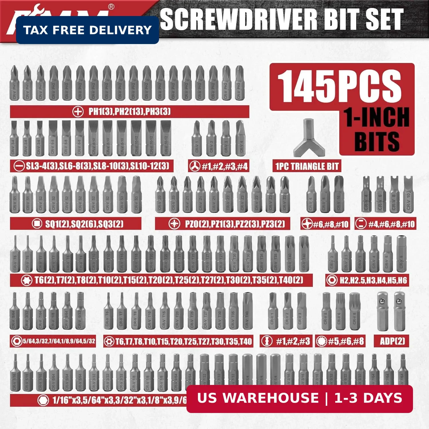 AMM 232-Piece Ultimate Screwdriver Bit Set, Cr-V Steel Impact Driver Bits, Inclu